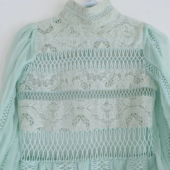 Zimmerman Rhythm Spiral Empire Dress Mint Green Lace & Chiffon Dress Size 0 - Picture 7 of 16